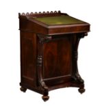 A good quality William IV rosewood Davenport, the removable sloped top section with pierced three