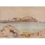 T. R. Harvey (British, 20th century), Castle Cornet from Havelet, Guernsey . watercolour, signed