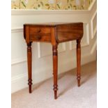 A 19th century mahogany two drawer Pembroke table, the moulded dropflap top over two end drawers,