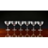 A set of six Tudor crystal 'Holbein' pattern champagne / sherbet glasses, each marked 'Tudor