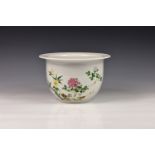 A Chinese famille rose porcelain jardinière, probably early 20th century, of typical form, the