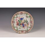 An 18th century Chinese famille rose porcelain plate decorated with a chariot, Yongzheng period (