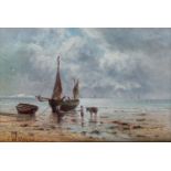 W. Martin (British, 19th century), 'Coast near Lulworth' . oil on canvas, signed lower left . 11¼