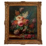 Louis Silas (French, 19th century), Still life of flowers . oil on board, signed 'L. Silas' lower