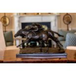 Philip Blacker (British, born 1949), 'Epsom Finish', bronze of two race horses in a tight finish,