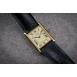 A Cartier Must de Cartier silver gilt Tank wrist watch, with manual wind movement, the rectangular