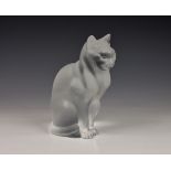 A Lalique frosted glass model of a seated cat " Chat Assis ", marked 'Lalique France' to base, 8¼in.