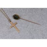 A 9ct yellow gold cross pendant and chain, the pendant inscribed, gross weight 5g, together with a