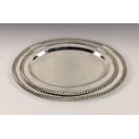 A graduated pair of good quality silver plated meat / serving platters, of oval form with