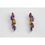 A pair of marquise cut varigem earrings, with post backs for pierced ears and each earring featuring