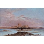 Attributed to Maggie Cullen (late 20th century), St Aubin's Fort, Jersey . oil on Academy board,