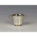 A modern silver Channel Islands miniature Guernsey pattern christening cup, maker's mark 'MG' struck