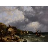 John James Wilson (English, 1818-1875), 'On the coast at Etretat', France . oil on canvas, signed