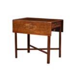 A George III mahogany rectangular Pembroke table, the drop flap top over a single fitted end drawer,