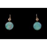 A pair of vintage opal drop earrings, featuring round opals measuring approximately 8mm in