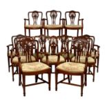 A set of twelve George III style neo-classical mahogany dining armchairs, second half 20th
