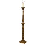 A Louis XIII style giltwood standard lamp, early 20th century, the turned column with foliate and