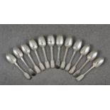 A set of twelve Victorian Fiddle Pattern teaspoons, Chawner & Co (George William Adams), London,