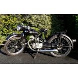 A 1953 NSU Fox 4 stroke 98cc motorcycle, Guernsey registered, with logbook, chassis no. 1652927,