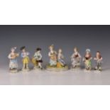 A Dresden porcelain figural group, 20th century, in the Meissen style, depicting a young courting