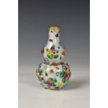 A small Meissen porcelain flower encrusted double gourd bud vase, late 19th century,