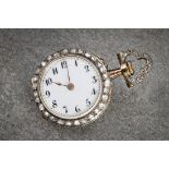 A late 19th century rose gold, silver and diamond open face fob watch, with French hallmarks, the