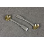 A pair of George III Channel Islands silver salt or mustard spoons, maker's mark J.Q, struck once (