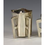 An Edwardian Irish silver mether cup, Weir & Sons, Dublin, 1905, of typical tapering square form