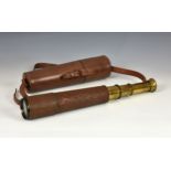 A 'TELE.SCT.REGTS MK2' three-drawer spotting telescope by H.C.R & SON LTD., the brass body with