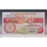 BRITISH BANKNOTE - The States of Guernsey - Twenty Pounds Z replacement, c. 1980, Signatory M. J.