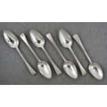 A set of six George III silver Old English pattern dessert spoons, George Smith (III) & William