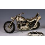 A large Italian silver model of a Harley Davidson motorcycle, London import marks for 2001, by