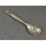 A Georg Jensen silver preserve or caddy spoon, London import marks for Stockwell & Co., 1930, with