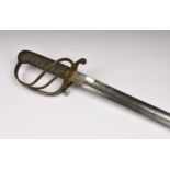 An 1822 pattern Infantry Officers sword, the single edged blade with flat edge, etched with scrolls,