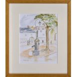 Remick (Guernsey, 20th century), 'Trinity Square', St Peter Port, Guernsey watercolour, signed and