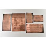 An engraved copper printing plate of advertisements for silver serviette rings from J. J. Durrant,