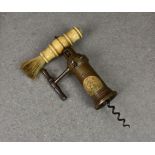 A 19th century Thomason type double lever corkscrew by James Heeley, the turned bone handle with