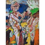 John Bratby, R.A. (British, 1928-1992), 'The Artist and His Muses' erotic quadriptych, oil on