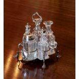 A George III silver cruet stand, Jabez Daniell & James Mince, London 1766, the cinquefoil stand with