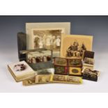 Early photography interest - A rummage box of daguerreotypes - stereoview cards - postcards etc., to