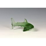 A Lalique 'Atlantis Paradise Island' green frosted shark, etched 'Lalique France' signature to