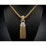 An impressive 18ct yellow gold and diamond necklace, by Harpo's of Italy, the heavy, spiga link