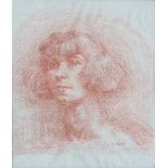 Corrado Alberto Mazzei (Italian, b.1885), Portrait of a lady red chalk on laid paper, signed 'C.
