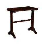 A Victorian mahogany centre table, the moulded rectangular top with rounded angles, raised on