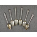 A set of six George III provincial silver Old English pattern teaspoons, Thomas Watson, Newcastle,