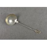 A Maltese silver sauce ladle, the twist handle starting with a scallop shell and terminating with