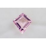 A loose, kite shaped morganite, weighing 2.72ct and measuring 11x12mm.