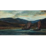Alexander R. Frazer RSA (Scottish, 1827-1899), "Evening, Loch Fyne, drifting with the tide" oil on