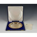 A boxed limited edition Royal Commemorative silver plate or salver, for the marriage of Her Royal