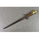 A French Bayonet, marked to steel blade "Mre d'ormes de St. Etienne Mai 18??, wooden grip and